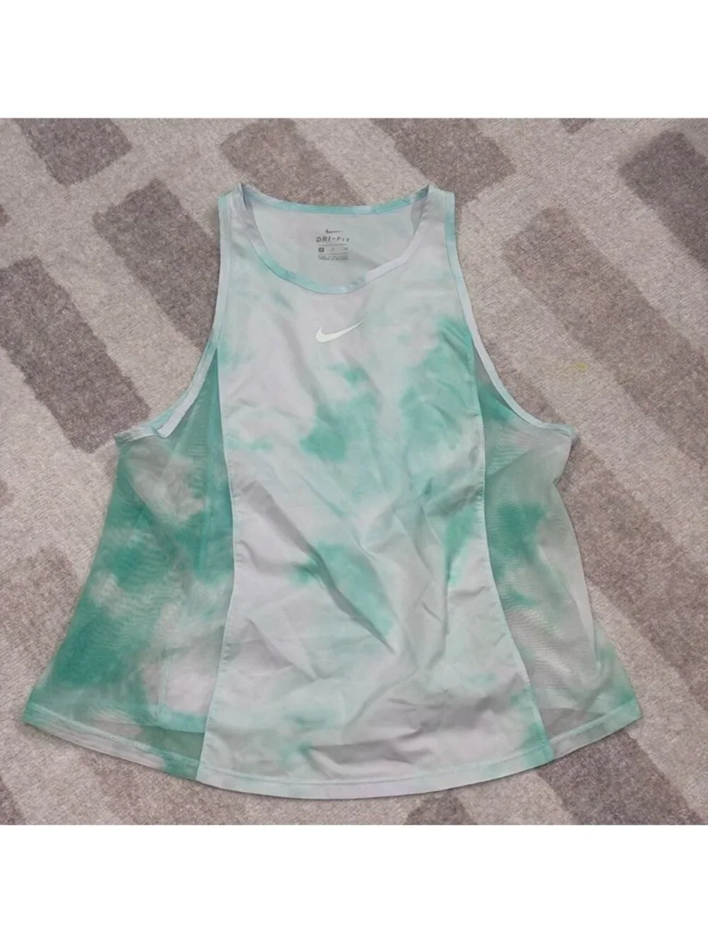 Nike Green Tie-Dye Mesh Detail Tank Top – Size Small